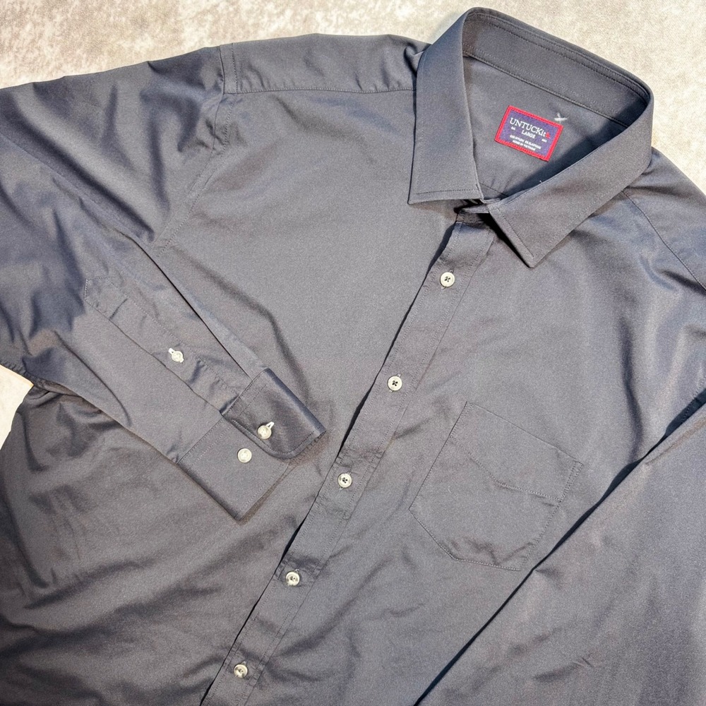 UNTUCKit Gironde Black Performance Stretch Button Down Shirt 40349 Mens Large